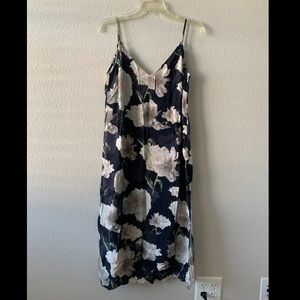 & Other Stories Navy Floral Midi-Length Slip Dress